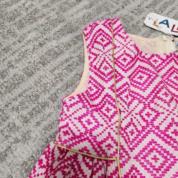 LALi girl's sleeveless shift tank pink gold white dress size 6 - Picture 7 of 10